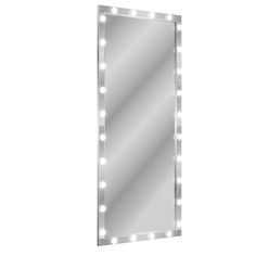 a large mirror with lights on it