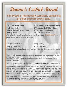 the recipe for bonnie's ezeffel bread is shown in an orange and white frame