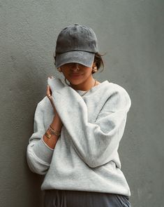 COSY CREW SWEATER IN GREY - thetstore_clothing Wardrobe Colour, Chilling At Home, Crew Cuts, Ribbed Tank Tops, Boyfriend Tee, Clean Modern, Sport Socks, Black Fits, Go Out