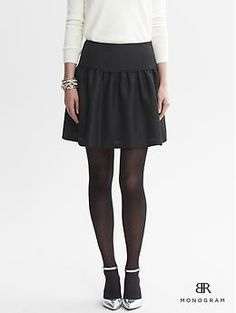 BR Monogram Fit-and-Flare Skirt | Banana Republic Modern Fitted Full Skirt, Modern Full Skirt Fitted, Formal Fitted A-line Mini Skirt, Elegant Formal Bottoms With Flared Hem, Fitted Tiered Mini Skirt For Work, Elegant Fitted Full Mini Skirt, Formal Stretch Full Skirt, Elegant Formal Tiered Mini Skirt, Fitted A-line Bottoms For Workwear