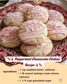 Christmas Cookies and Baking Recipes � | Peppermint Cheesecake Cookies Recipe | Facebook Cream Cheese Peppermint Cookies, Peppermint Cheesecake Cookies, Cheesecake Cookies Recipes, Christmas All Year, Xmas Baking, Christmas Cookie Box, Peppermint Cheesecake, Recipes Holiday