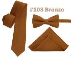 Explore our extensive selection of bronze-colored bow ties, featuring 8 exquisite shades of brown elegance. Our collection includes a variety of neckwear options, such as neckties, handkerchiefs, and braces. Discover the perfect accessory to elevate your style. Fashion forward and progressive style, ideal for weddings, proms, casual events.  Material - 100% Linen. Handmade. -------------------------------------------------- ------------------------------------------------- Bow tie sizes: Large a Dapper Suit And Tie Accessories For Summer Weddings, Elegant Adjustable Suit And Tie Accessories For Gifts, Adjustable Brown Tie For Black Tie Events, Classic Bow Tie For Suit Accessories As Gift, Elegant Brown Suit And Tie Accessories With Bow Tie, Elegant Formal Bow Tie For Summer, Summer Pocket Square For Suit And Tie As Gift, Brown Formal Suit And Bow Tie Accessories, Summer Gift Pocket Square For Suit And Tie