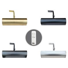 four different types of bathroom fixtures including a toilet paper dispenser