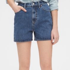 Super Cute High Waisted Mom Shorts! Brand New With Tags Casual Gap Bottoms With Built-in Shorts, Gap Denim Blue Summer Bottoms, Summer Gap Denim Blue Bottoms, Summer Denim Blue Gap Bottoms, Gap High Rise Relaxed Fit Bottoms, Gap High-rise Relaxed Fit Bottoms, Gap Relaxed Fit High Rise Bottoms, Trendy Relaxed Fit Gap Bottoms, Gap Bottoms With Built-in Shorts For Summer