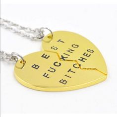 Nwot 2 Part Best Friends Gold Plated Pendants And Chains Puzzle Necklace, Best Friend Forever, Bff Jewelry, Heart Puzzle, Bff Necklaces, Friend Jewelry, Sister Necklace, Best Friend Jewelry, Best Friend Necklaces