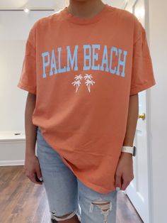 Beachy Summer T-shirt, Cheap Beachy T-shirt For Beach, Cheap Oversized T-shirt For Beach, Affordable Beachy T-shirt For Beach, Beachy Oversized Graphic Print T-shirt, Preppy Orange, Beachy Clothes, Smiley Face Tee, Point Pleasant Beach