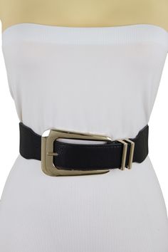 Brand New Trendy Women Special Stretch Waistband Spring Summer Collection Ladies Fashion Sexy Belt - day or night classic look or party time Brand new sexy fun and edgy fashion special and unique stylish belt Ladies Fashion Fancy Casual Dressy Style BeltSpecial Style Day Night Evening Party Or Work Fashion Belt Style : Fashion / Waist or Hip Condition : Brand New Color : Black faux leather and stretch waistband + gold buckle Size: One Size Belt Adjustable Can Fit Size XS - Small Waist Size: Abou Black Belts For Summer Party, Black Party Belts For Summer, Black Fitted Belt For Night Out, Trendy Black Belt For Summer, Elegant Black Belt For Night Out, Chic Corset Belt For Night Out, Chic Black Belts, Adjustable Black Belt For Night Out, Summer Party Corset Belt With Belt Loops