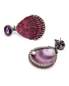 Luxury Purple Earrings For Evening, Luxury Amethyst Teardrop Earrings, Luxury Purple Multi-stone Earrings, Luxury Purple Teardrop Jewelry, Luxury Purple Sterling Silver Earrings, Luxury Teardrop Amethyst Jewelry, Silvia Furmanovich, Shell Earrings, Earrings Set