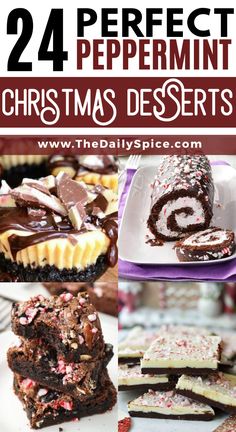 christmas desserts with text overlay that reads 24 perfect peppermint christmas desserts