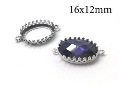 two pieces of jewelry sitting next to each other on a white surface with the measurements for each piece