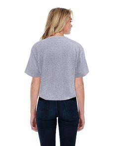 Ladies' Boyfriend Crop T-Shirt - HEATHER GREY - XL | StarTee Boyfriend Crop T-Shirt in Heather Grey Size XL | Cotton Heather Grey Cotton T-shirt For Loungewear, Casual Heather Grey T-shirt For Loungewear, Gray Crew Neck T-shirt For Loungewear, Gray Cotton T-shirt For Loungewear, Trendy Heather Grey T-shirt With Letter Print, Trendy Gray Cotton T-shirt, Athletic Heather Cotton Crew Neck T-shirt, Athletic Heather Graphic Cotton T-shirt, Casual Athletic Heather T-shirt With Letter Print