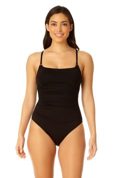 Women's Shirred Lingerie Maillot One Piece - Anne Cole Elegant Swimwear With Adjustable Straps, Elegant Swimwear With Spaghetti Straps For Sunbathing, Elegant Spaghetti Strap Swimwear For Sunbathing, Elegant Tankini With Built-in Bra For Sunbathing, Elegant Tankini With Built-in Bra, Elegant Underwire Tankini With Lined Body, Elegant Solid Swimwear With Built-in Bra, Elegant Solid Tankini For Sunbathing, Elegant Solid Color Tankini For Sunbathing