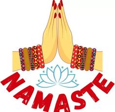 the namastu logo is shown with two hands holding each other's hands