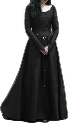 Classical Medieval Long Sleeve Round Neck Slim Ladies Dress Elvish Dress For Costume Party, Medieval Dresses For Fantasy Events, Medieval Style Dress For Costume Party, Medieval Long Sleeve Halloween Dresses, Medieval Long Sleeve Dresses For Halloween, Elven Style Long Sleeve Dress, Gothic Long Sleeve Dress For Fantasy Events, Medieval Style Dresses For Costume Parties And Festivals, Medieval Dresses For Costume Party And Festivals