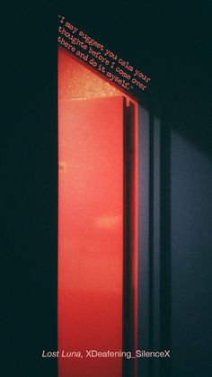 a red door with the words lost lunas, externing silencex on it