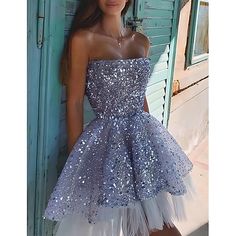 Silhouette:A-Line; Hemline / Train:Short / Mini; Closure:Zipper UP; Built-In Bra:Yes; Embellishment:Sequin; Fabric:Tulle,Sequined; Sleeve Length:Sleeveless; Tips:Colors may vary slightly due to different monitor settings,Professional dry cleaner only; Boning:No; Style:Sparkle,Princess; Occasion:Cocktail Party,Holiday,Birthday,Graduation; Neckline:Strapless; Front page:Homecoming Dresses; Listing Date:06/26/2024