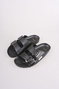 Marissa buckled sandal is comfy and trendy. Wear them with your jeans or shorts, you will look fab! 100% leather Chic Summer Slides With Tang Buckle, Trendy Open Toe Sandals With Metal Pin Buckle, Spring Slides With Rectangular Buckle Closure, Casual Leather Slides With Tang Buckle, Chic Slide Mules With Buckle Closure, Leather Open Toe Footbed Sandals With Metal Pin Buckle, Spring Double Strap Mules With Buckle Closure, Casual Open Toe Sandals With Buckle Closure, Casual Sandals With Buckle Closure And Open Heel