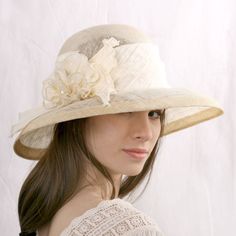 Cream wedding hat widebrim bridal hat Melbourne cup hat Elegant Natural Panama Hat With Curved Brim, Elegant Natural Fedora Hats, Elegant Natural Flat Brim Panama Hat, Elegant Cream Fedora Panama Hat, Elegant Cream Panama Hat With Flat Brim, Elegant Brimmed Panama Hat, Elegant Curved Brim Panama Hat For Kentucky Derby, Elegant Natural Brimmed Panama Hat, Elegant Short Brim Panama Hat For Kentucky Derby