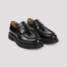 Church`s Black Calf Leather Lynton Loafers. Pure black calf leather loafers, G wide fit, round toe, tonal stitching, penny slot on the upper, slip-on style, black rubber outsole.Gender: MenMaterial: 100%CALF LEATHER 100%RUBBERColor: BlackMade in: GBProduct ID: EDC126FG00000.9SN_0*Import tax/duty will be calculated at checkout (If applicable) Loafer Slippers, Pure Black, Elegant Shoes, Black Loafers, Mens Oxfords, Formal Shoes, Black Rubber, Leather Loafers, Shoe Brands