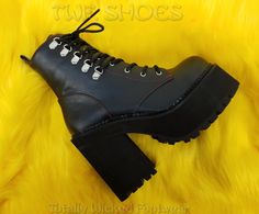 Watch Video 4 3/4"(12cm) Block Heel, 2 1/4"(5.75cm) Cleated Platform Double D-Ring Lace-Up Front Ankle Boot w/Red Stitch Detail Full Length Inside Zip Closure WOMEN'S Size's 6-11 ******Please note****** Due to High Volume Sales Pleaser/ Demonia has stopped all Direct Shipping Orders may take up to 6 weeks to arrive as we have to order them in to ship to you Shop Our collection of Pleaser In House for FAST Shipping!! contact us with any questions or concerns before ordering or if your size is not Gothic Punk, Everyday Dresses, D Ring, Timberland Boots, Sock Shoes, High Heel Shoes, Block Heels, Personal Style, Full Length