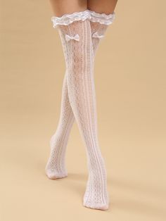 High Socks Aesthetic, Socks Aesthetic, Thigh Socks, White Stockings, Over The Knee Socks, Y2k Clothes, Thigh High Socks, Thigh High Stockings