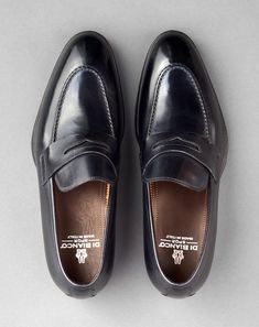 SC524 Deco Penny Loafer in Nero | Luxury Handmade Italian Leather – Scarpe di Bianco Classic Calf Leather Almond Toe Slip-ons, Elegant Semi-formal Goodyear Welted Moccasins, Classic Calf Leather Slip-ons With Round Toe, Classic Wingtip Slip-ons With Brogue Detailing, Classic Formal Loafers, Classic Wingtip Slip-ons With Rubber Sole, Masculine Moc Toe Slip-ons For Formal Occasions, Classic Italian Moccasins For Semi-formal Occasions, Luxury Slip-ons With Rubber Sole For Semi-formal Occasions