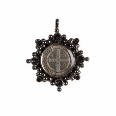 Exquisitely crafted to perfection, the Cloister collection from Virgins Saints & Angels draws inspiration from centuries of spirituality, superstition, and the allure of good fortune. Fashioned from plated bronze and encased in resilient resin, our classic San Benito Charm Medallion pays homage to Saint Benedict, a beacon of peace and unwavering conviction. This timeless medallion, designed for versatility, can be effortlessly attached to our chains or beaded necklaces, allowing you to personali Victorian Metal Medallion Jewelry, Black Victorian Medallion Jewelry, Bronze Medallion Necklace Collectible, Bronze Intricate Medallion Jewelry, Bronze Medallion Amulet Jewelry, Saint Benedict, Metal Ball, Pearl Cream, Good Fortune