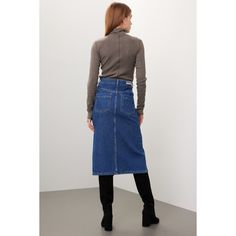 Blue denim (100% Cotton). Skirt. Front button closure. 3" rise. Imported. Snakeskin Boots, Vanessa Bruno, Rent The Runway, Closet Designs, Cotton Skirt, Crop Tee, Favorite Jeans, Denim Wash, Blue Denim