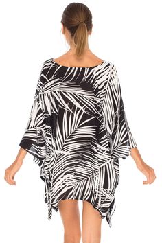 Having a stylish beach cover up is a must! The beautifully printed tunic beach coverup creates a vibrant look. Easy to pull on and easy to pack. Making clothes for the traveling woman. Boho design Lightweight beach dress Semi-Sheer Hand wash in cold water, hang to dry Upf 50+ Beach Tops, Beachwear Tops With Upf 50+ For Beach, Beachwear Tops With Upf 50+ Protection, Beachwear Tops With Upf 50+ For Vacation, Printed Beach Cover-up With Kimono Sleeves, Upf 50+ Tops For Beach Vacation, Long Sleeve Swim Dress For Summer Vacation, Vacation Tops Upf 50+ For Beach Season, Tropical Long Sleeve Cover-up For Beach Season