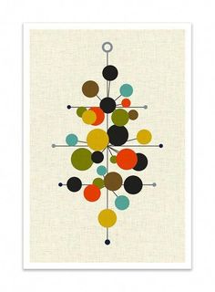 an abstract art print with circles and dots