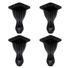 set of four black plastic pedestals with square bases for planters or flower pots