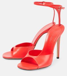 Goat Leather, Bright Orange, Color Names, Victoria Beckham, A Box, Leather Sandals, Open Toe, Ankle Strap, Dust Bag