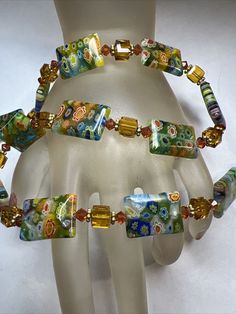 New! Vintage Venetian Millefiori Glass  Beads Gold Filled GF Necklace was just added to eBay. Check it out! #eBay #eBaySeller Handmade Adjustable Murano Glass Jewelry, Multicolor Glass Bracelet Jewelry, Colorful Glass Beaded Jewelry, Bohemian Murano Glass Jewelry Gift, Handmade Elegant Glass Beaded Bracelets, Elegant Glass Beaded Bracelets With Large Beads, Elegant Handmade Glass Beaded Bracelets, Unique Glass Jewelry With Colorful Beads, Unique Colorful Glass Bead Jewelry