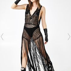 Love This For A Beachy Rave Or Cruise. But Never Had A Chance To Wear It! It's Long So Wearable With Heels Too. Super Soft Material Not Itchy Or Snagging On Things Just Bouncy And Fun. It's A Small But It Fits Me And I Usually Do A Medium. Black Fishnet Party Dress, Black Fishnet Dress For Night Out, Flirty Lace Beach Dress, Flirty Lace Dresses For The Beach, Beachwear Lace Crochet Dress For Party, Beachwear Crochet Lace Dress For Party, Summer Lace Mesh Dress For Night Out, Spring Party Dress With Fishnet Details, Spring Party Fishnet Dress