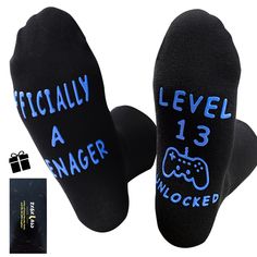 PRICES MAY VARY. 【13th Birthday Gift Ideas】: These funny socks are perfect gifts for 13 year old boys.The Unique Present Suitable As A Gift On Birthday Christmas Valentines Thanksgiving Day Anniversary gifts New Year Gift! Give A Gifts For Loving Gaming boys and girls.Do not disturb im gaming socks teen boys gift ideas. 【13th Teenboys Gift】"OFFICIALLY A TEENAGE. LEVEL 13 UNLOCKED ”with game-pad printed on these black crew socks. Put on these fun socks, your boys would have a great day. Gamer soc Gifts For Teenage Boys, Birthday Presents For Boys, Game Pad, 13th Birthday Gifts, Funny Gaming, Gifts For Teen Boys, Boys Gift, Fun Socks, Funny Socks