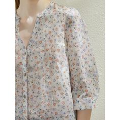 Introducing the Spring Blossom Ramie Blouse, designed exclusively for women who value both comfort and style. Perfect for the spring and summer seasons, this blouse combines a loose fit with a sophisticated floral design, making it a must-have for your wardrobe. Whether you're heading to the office or enjoying a weekend outing, this blouse ensures you look polished and feel relaxed throughout your day. Features Fabric: Luxurious 100% Ramie, known for its strength, durability, and ability to hold shape Pattern: Elegant floral printing adds a touch of nature-inspired beauty Fit: Loose fit style offers freedom of movement and comfort Design: Chic V-neck and single-breasted closure enhance its modern appeal Sleeves: Three-quarter length sleeves perfect for changing temperatures Craftsmanship: Floral Print V-neck Tops For Work, Summer V-neck Blouse With Floral Embroidery, Flowy Viscose Blouse For Day Out, Relaxed Fit Floral Print Shirt For Work, Floral Print Shirt With Relaxed Fit For Workwear, Spring V-neck Top For Daywear, Spring Floral Print V-neck Blouse, Spring Floral Embroidery Relaxed Fit Shirt, Summer Viscose Blouse For Day Out