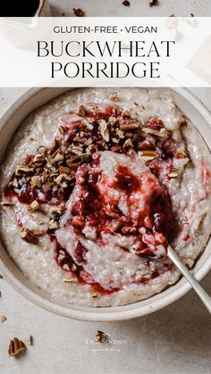 gluten - free vegan buckwheat porridge in a bowl