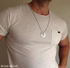 Looking for a thoughtful gift? Explore our collection of custom necklaces for men, including personalized pendants. Ideal for birthdays and heartfelt surprises for your boyfriend. Add this fine, eye-catching accessory to your image! Elegant, modern, cool washer pendant necklace for men.   It has a clear design that will complement any wear well. Great for casual wear!  The main thing about the necklace is its customized nature. The washer can be engraved as you want.  This may turn the accessory into a really unique piece of yours. It's a chance as well to make a personal gift, to express your feelings in such a way: by engraving some touching words.  Make the one-of-a-kind gift for your boyfriend, dad or husband!  Features: - chain necklace - Personalized Gift - Fathers Day Gift for Men - Mens Necklace Personalized, Gold Man, Double Horn Necklace, S Necklace, Best Gifts For Him, Coupon Storage, Engraved Pendant, Mens Necklace, Horn Necklace