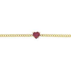 We turned our best selling Cuban Heart Necklace into a bracelet! Love is all we need and we believe nothing makes a statement like a heart shaped brilliant Ruby, prong set onto a Cuban Link Chain. Each solitaire Ruby gemstone is handset by our master stone setters. The natural depth and color of the stone is a sure showstopper. Fastened by our lightweight Cuban Link chain, this piece is easy enough for daily wear and stacking with all your Babygold faves! 

Size: mm Genuine Ruby Heart Cut Gemsto Heart Cut Bracelet With 17 Jewels As Gift, Heart Cut Gemstone Bracelets For Gifts, Heart-shaped Gemstone Bracelets For Anniversary, Valentine's Day Heart Cut Diamond Bracelet, Love Is All We Need, Cuban Link Bracelet, Ruby Heart, Bracelet Love, Travel Jewelry Case