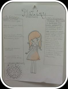 a drawing of a girl in a dress on a piece of paper with words written below it