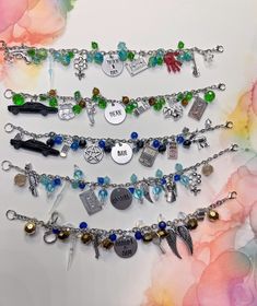 I did a a bunch of Characters for the SPN con I'm going to be selling at, so here they all are and they will be available in person in Chicago at that Con    The names of all the characters are in the bracelet middles, if you want a custom contact me.    Bracelet is 8 inches and can be customized, however. I can do other charms other characters or anything else you're looking for. I am working on some Dean and Sam bracelets and other characters too.    Thanks for looking. Friendship Novelty Charm Bracelet, Adjustable Fantasy Bracelets As Gift, Adjustable Novelty Charms Bracelets, Personalized Novelty Charm Bracelet, Nickel Free Novelty Bracelet Jewelry, Multicolor Themed Jewelry With Charms, Themed Multicolor Jewelry With Charms, Adjustable Fandom Bracelets As Gift, Adjustable Themed Charms Jewelry