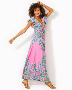 NWT LILLY PULITZER HAVANA PINK CASA JAGUAR VERONA FLUTTER SLEEVE MAXI DRESS 12 | eBay Summer Sundress With Flutter Sleeves, Summer Flutter Sleeve Maxi Dress For Garden Party, Summer Maxi Dress With Flutter Sleeves For Garden Party, Flutter Sleeve Maxi Sundress For Garden Party, Fitted Flutter Sleeve Maxi Dress For Vacation, Summer Maxi Dress With Flutter Sleeves, Feminine Floor-length Vacation Dress, Chic Maxi Dress With Flutter Sleeve For Vacation, Summer Flutter Sleeve Dress For Vacation