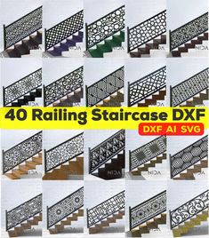 various stairs with different designs and colors for each type of staircase, including the top one