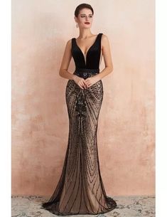 Low Back Tight Mermaid Black Long Formal Dress With Beading Prom Dresses Long Black, Long Party Gowns, Sweep Train Prom Dress, Luxurious Dresses, Evening Dresses Online, Black Prom, Clothing Designs, فستان سهرة, Black Evening Dresses