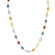 The Queen of bestsellers is the Rainbow Necklace, the perfect accessory for anyone who loves a pop of colour. Made with multicoloured cut glass gemstones, this popular necklace is beautiful and guaranteed to get compliments. Features: Waterproof and tarnish resistant 18k gold fill chain connectors and clasp Choice of soft pastel or the bold and bright vibrant colours 45cm in length (18 inches) and with 5mm width gemstones Purchase the matching set. Just mention in the order notes if you need a c Cheap Multicolor Dangle Necklaces, Colorful Adjustable Cheap Necklaces, Cheap Personalized Multicolor Necklaces, Cheap Multicolor Layered Necklace With Colorful Beads, Cheap Multicolor Layered Necklace For Gifts, Cheap Adjustable Layered Necklace With Colorful Beads, Cheap Adjustable Multicolor Beaded Necklaces, Cheap Layered Necklace With Colorful Round Beads, Affordable Layered Necklace With Colorful Beads For Gifts