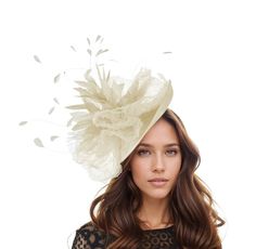 Cream Ecru Off White Ivory Womens Kentucky Derby Royal Ascot Fascinator Hat Garden Tea Party Wedding Headband Cocktail Statement Headpiece  Cream Kuribi Fascinator Hat With Headband Pretty cream saucer sinamay base trimmed with layers of crin and cream feathers Base measures about 10 inches wide This cream headpiece is mounted with a matching headband. If you prefer a headband to match your hair, please make a note at check out what colour headband you want. Celebrate any occasion in style with Cream Wide Brim Mini Hat For Garden Party, Adjustable Beige Fascinator For Garden Party, Cream Short Brim Hat For Kentucky Derby, Cream Costume Hat For Kentucky Derby Garden Party, Fitted Cream Wide Brim Costume Hat, Cream Wide Brim Costume Hat, Fitted Cream Costume Hat For Formal Events, Fitted Cream Costume Hat For Formal Occasions, Formal Fitted Cream Hat