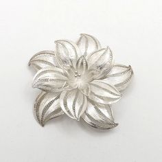 Filigree edelweiss brooch/pendant Specs: 2-3/8" Weight: 16.1 grams Hallmarks: 925 Condition: new old stock Edelweiss Flower, Sterling Silver Filigree, Silver Filigree, Flower Brooch, Hallmark, Brooch Pin, Jewelry Watches, Fine Jewelry, Sterling Silver