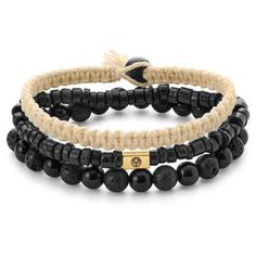 Black Lava Rock, Onyx & Coconut Bracelet Set | In stock! | Lucleon Coconut Bracelet, Black Beaded Bracelets, Black Rope, Lava Rock, Grown Man, Black Bracelets, Black Beads, Bracelet Sizes, Beautiful Bracelet