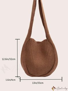 BirdinBag - Chic Crochet Beach Bag: Sleek and Stylish Womens Hobo Bag Trendy Knitted Bags For Daily Use, Casual Knitted Shopping Bags, Casual Solid Color Satchel Bucket Bag, Trendy Knitted Tote Bag, Casual Beige Pouch Hobo Bag, Casual Crochet Shopping Bag With Large Capacity, Casual Crochet Satchel Bag With Large Capacity, Casual Large Capacity Crochet Satchel Bag, Brown Rectangular Hobo Bag