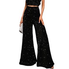 PRICES MAY VARY. Material:Sequin pants are made of high quality polyester, lined inside, skin friendly, decorated with glitter sequins, eye-catching and comfortable to wear. Features: Sparkle pants women high waisted, wide leg sequin pants women, solid color, full length, loose fit, fashion and attractive, bell bottom sparkly pants for women. Occasions: It is perfect to wear these glitter flared pants for casual, daily life, birthday party, holiday, vacation, beach, going out, as clubwear pants Sparkly Pants, Sparkle Blouse, Trousers High Waisted, Bell Bottom Trousers, Disco Pants, Wide Leg Romper, Sequin Pants, Wide Leg Palazzo Pants, Party Pants